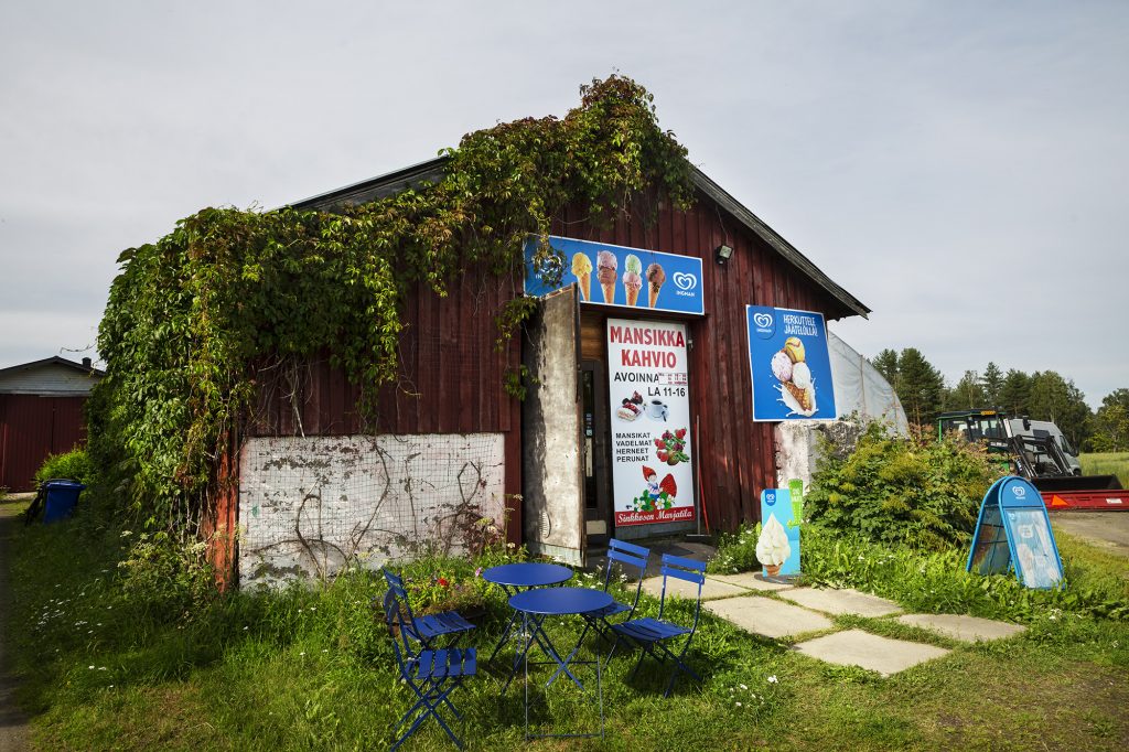 Sinkkosen Marjatilan Mansikkakahvion rakennus.